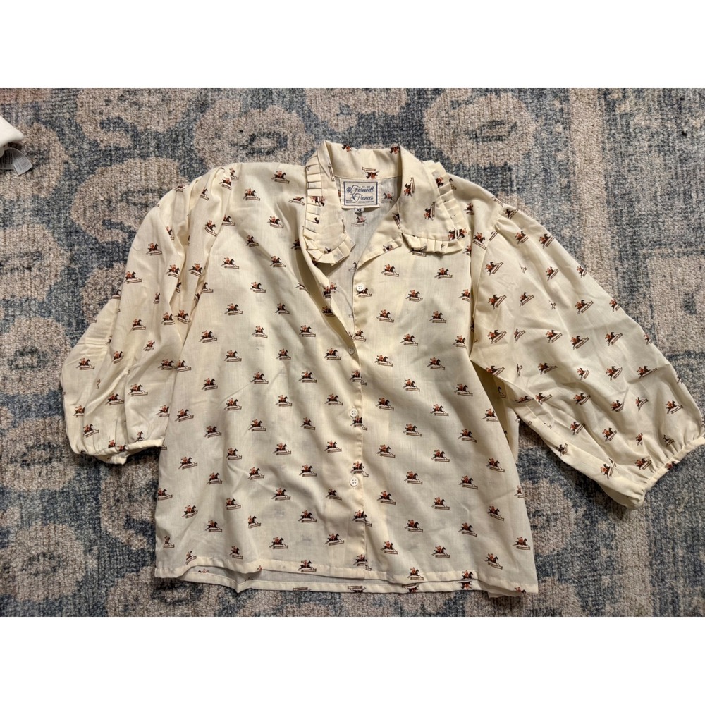 Farewell Frances Eleanor Horse Blouse Size XL Excellent Condition
